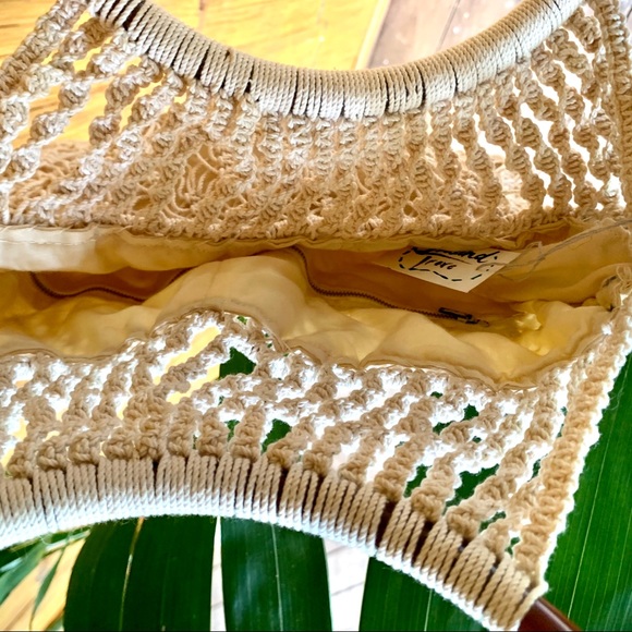 🐚SOLD🐚ROSE Vintage Macrame Woven Bag - Picture 6 of 6